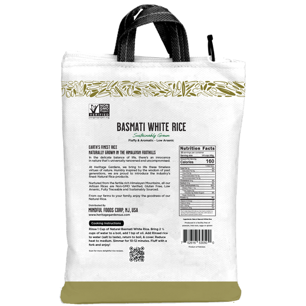Heritage Gardens Non-GMO Basmati White Rice nutrition facts