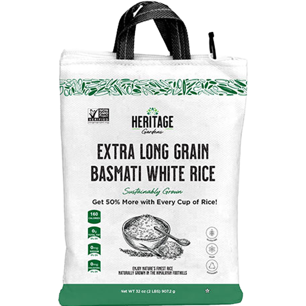 Heritage Gardens Non-GMO Long Grain White Rice 20lb bag