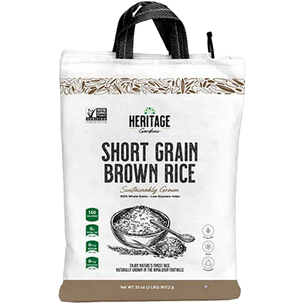 Heritage Gardens Non-GMO Short Grain Brown Rice 2lb bag