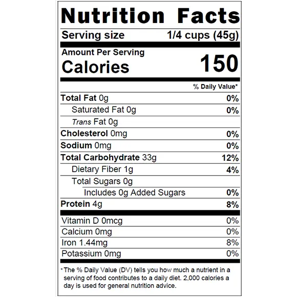  Heritage Gardens Non-GMO Short Grain Brown Rice nutrition facts