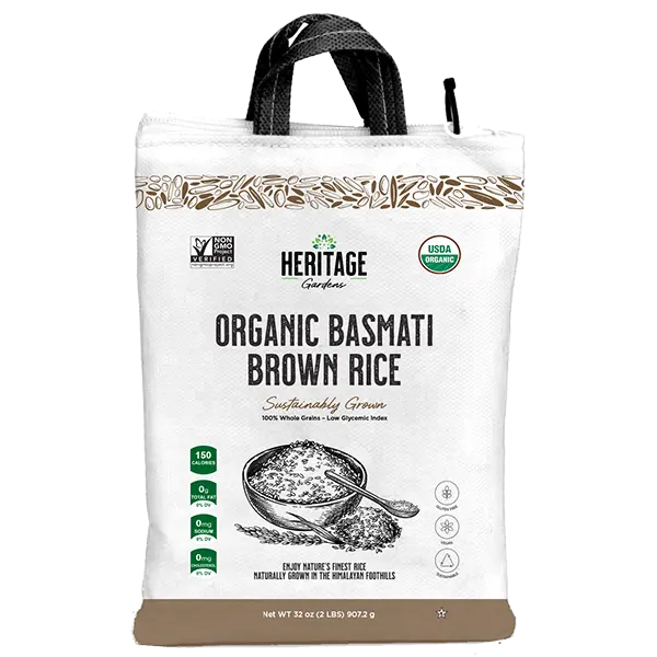 Heritage Gardens Organic Basmati Brown Rice 2lb bag