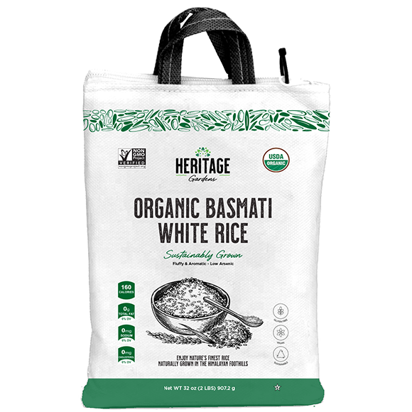 Heritage Gardens Organic Basmati White Rice 2lb bag