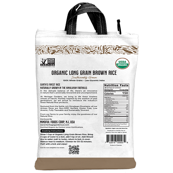Heritage Gardens Organic Long Grain Brown Rice nutrition facts