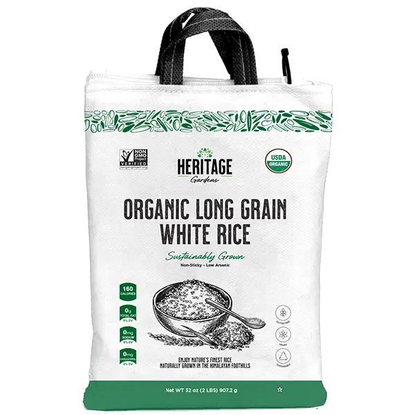 Heritage Gardens Organic Long Grain White Rice 2lb bag